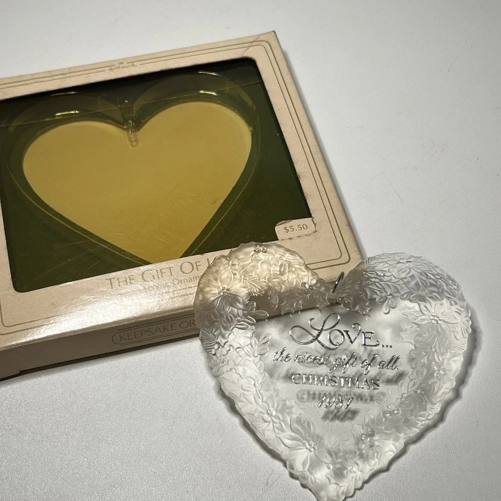 1981 Hallmark Holiday‎ Highlights Acrylic Christmas Ornament The Gift of Love